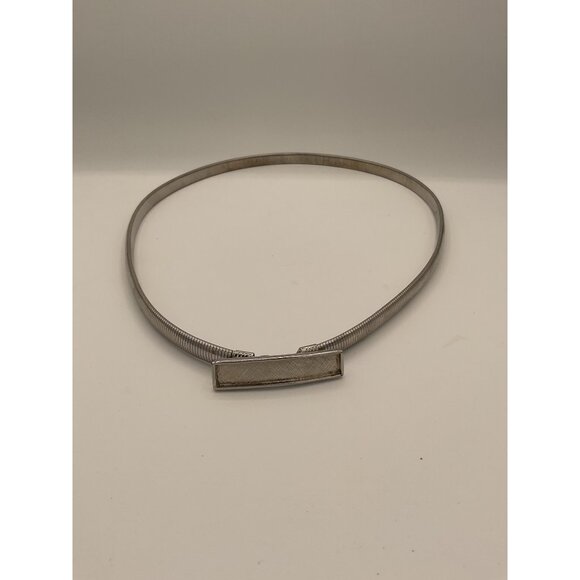 Vintage Silver-Tone Adjustable Belt With Rectangular Buckle - Picture 1 of 2